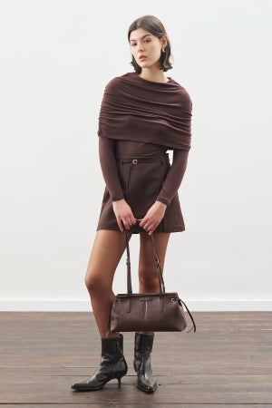 Ruched Detail Blouse Dark Brown