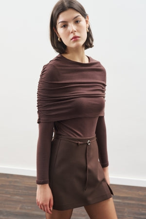 Ruched Detail Blouse Dark Brown