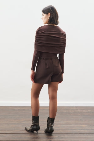 Ruched Detail Blouse Dark Brown