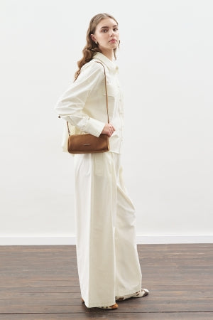 Stitch Detail Bomber Shirt Ecru