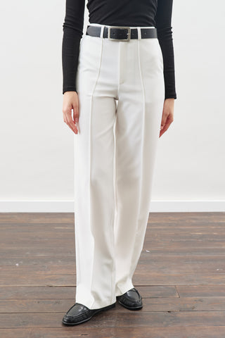 Front Seam Straight Pants White