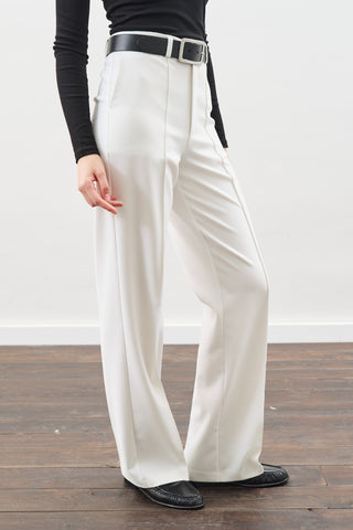Front Seam Straight Pants White