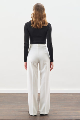 Front Seam Straight Pants White