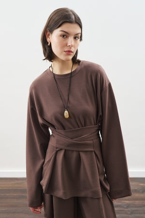 Soft Modal Tie Sweatshirt Brown