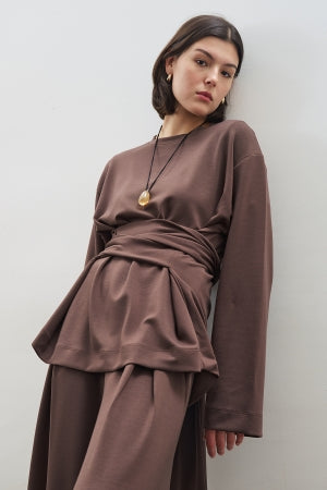 Soft Modal Tie Sweatshirt Brown