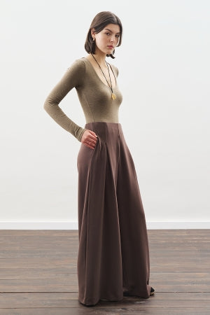 Soft Modal Wide Leg Trousers Brown