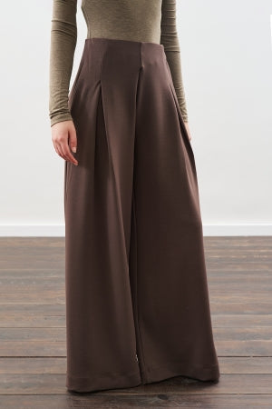 Soft Modal Wide Leg Trousers Brown