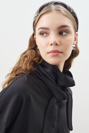 High Neck Tie Blouse Black