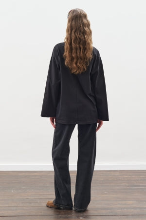 High Neck Tie Blouse Black