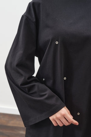 Snap Detail T-Shirt Black