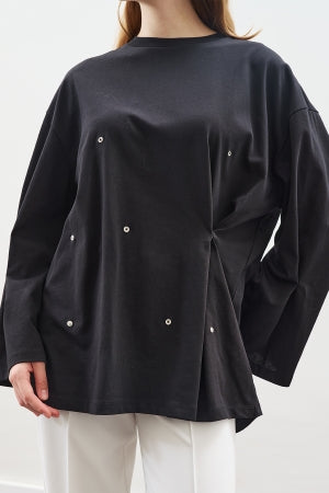 Snap Detail T-Shirt Black