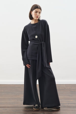 Soft Modal Wide Leg Trousers Anthracite