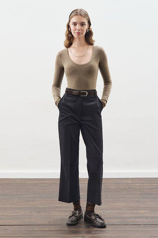 Checked Flare Trousers Black