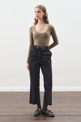 Checked Flare Trousers Black