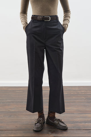 Checked Flare Trousers Black