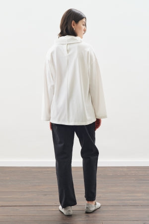 High Neck Tie Blouse Ecru