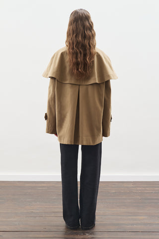 Cape Detail Parka Jacket Camel