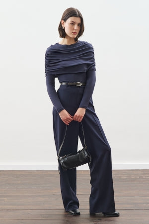 Ruched Detail Blouse Navy Blue