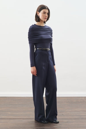 Ruched Detail Blouse Navy Blue