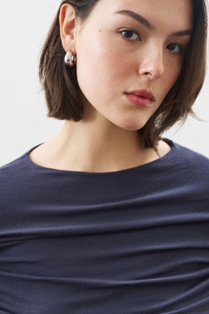 Ruched Detail Blouse Navy Blue