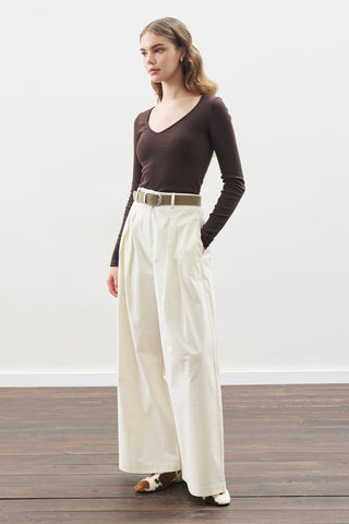 Pleated Gabardine Trousers Ecru