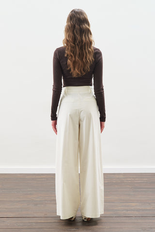 Pleated Gabardine Trousers Ecru