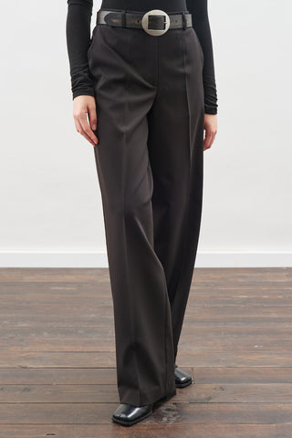 Pleated Straight Trousers Black