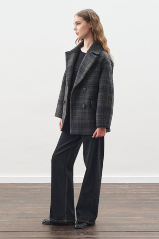 Checked Wool Coat Anthracite