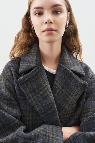 Checked Wool Coat Anthracite