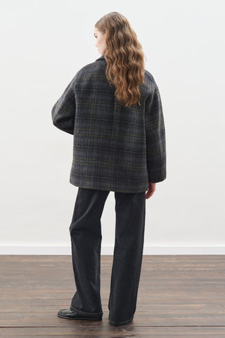 Checked Wool Coat Anthracite