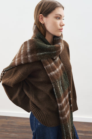 Checked Pattern Scarf Grey