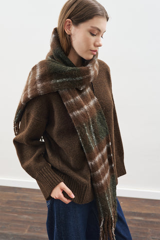 Checked Pattern Scarf Grey