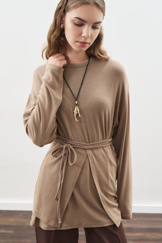 Tie Waist Blouse Mink