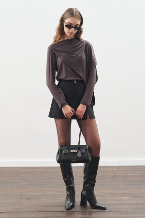 Drape Blouse With Scarf Detail Anthracite