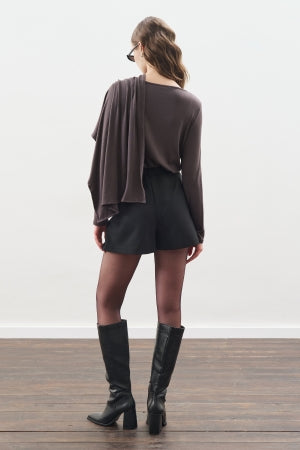 Drape Blouse With Scarf Detail Anthracite