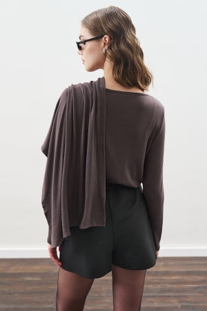 Drape Blouse With Scarf Detail Anthracite