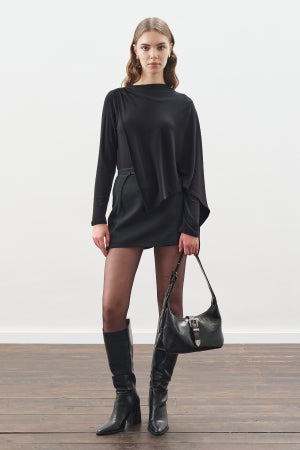 Drape Blouse With Scarf Detail Black