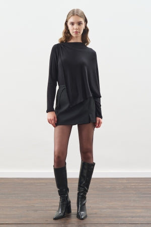 Drape Blouse With Scarf Detail Black