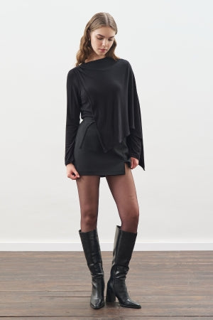 Drape Blouse With Scarf Detail Black