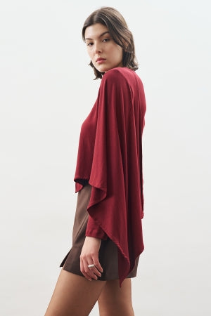Drape Blouse With Scarf Detail Burgundy