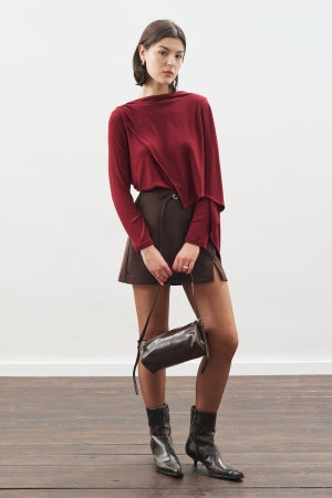 Drape Blouse With Scarf Detail Burgundy