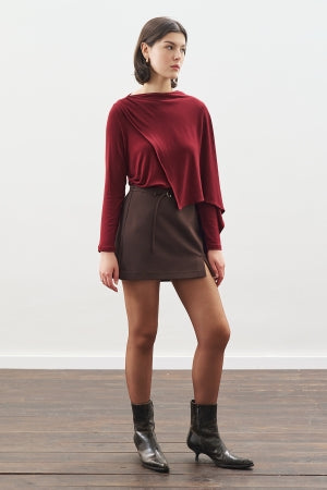 Drape Blouse With Scarf Detail Burgundy