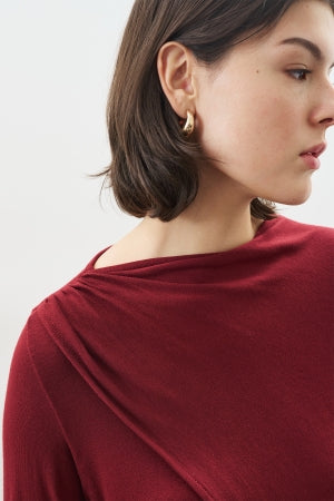 Drape Blouse With Scarf Detail Burgundy