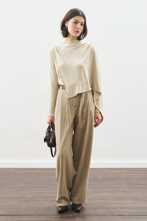 Drape Blouse With Scarf Detail Stone