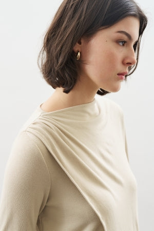 Drape Blouse With Scarf Detail Stone
