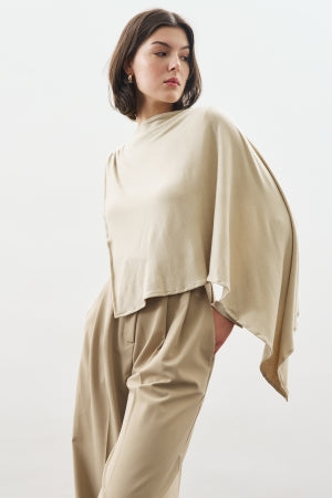 Drape Blouse With Scarf Detail Stone