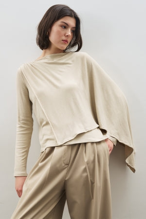 Drape Blouse With Scarf Detail Stone