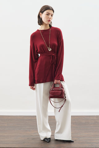 Tie Waist Blouse Burgundy