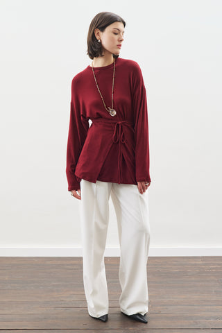 Tie Waist Blouse Burgundy
