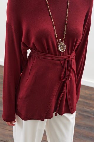 Tie Waist Blouse Burgundy